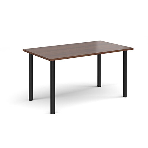 Rectangular black radial leg meeting table 1400mm x 800mm - walnut Rectangular black radial leg meeting table 1400mm x 800mm - walnut