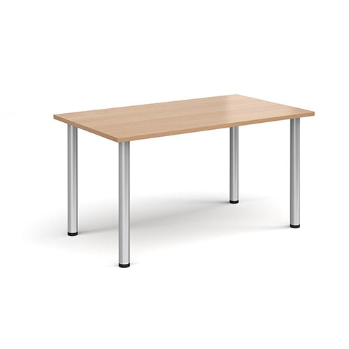 Rectangular Silver Radial Leg Meeting Table W1400xD800xH725mm - Beech