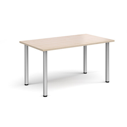 Rectangular silver radial leg meeting table 1400mm x 800mm - maple Rectangular silver radial leg meeting table 1400mm x 800mm - maple