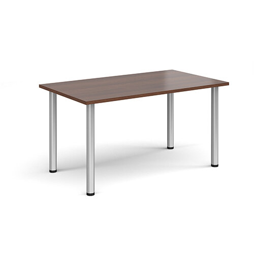 Rectangular silver radial leg meeting table 1400mm x 800mm - walnut Rectangular silver radial leg meeting table 1400mm x 800mm - walnut