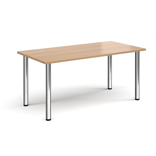 Rectangular Chrome Radial Leg Meeting Table W1600xD800xH725mm - Beech