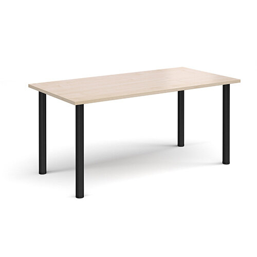 Rectangular black radial leg meeting table 1600mm x 800mm - maple Rectangular black radial leg meeting table 1600mm x 800mm - maple