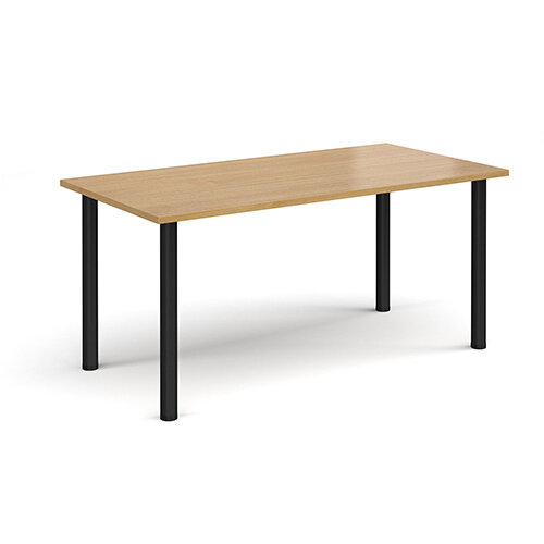 Rectangular black radial leg meeting table 1600mm x 800mm - oak Rectangular black radial leg meeting table 1600mm x 800mm - oak