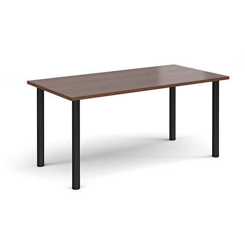 Rectangular black radial leg meeting table 1600mm x 800mm - walnut Rectangular black radial leg meeting table 1600mm x 800mm - walnut