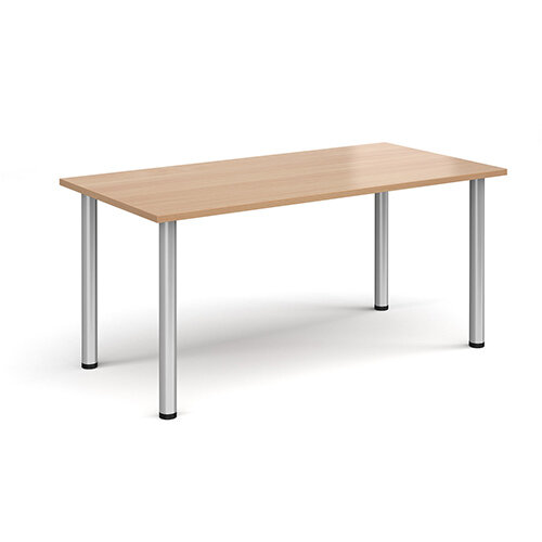 Rectangular silver radial leg meeting table 1600mm x 800mm - beech Rectangular silver radial leg meeting table 1600mm x 800mm - beech