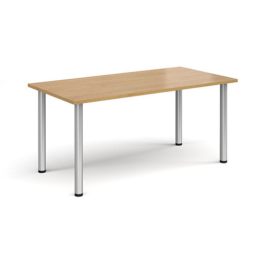 Rectangular Silver Radial Leg Meeting Table W1600xD800xH725mm - Oak