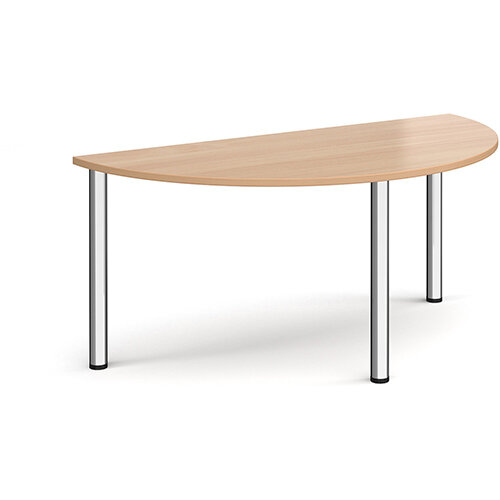 Semi circular chrome radial leg meeting table 1600mm x 800mm - beech Semi circular chrome radial leg meeting table 1600mm x 800mm - beech
