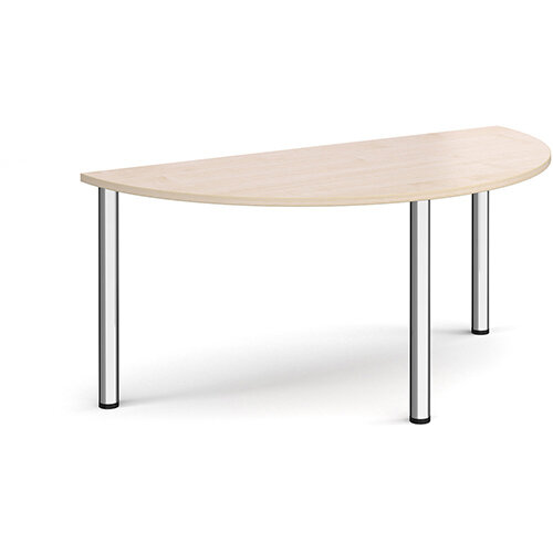 Semi circular chrome radial leg meeting table 1600mm x 800mm - maple Semi circular chrome radial leg meeting table 1600mm x 800mm - maple