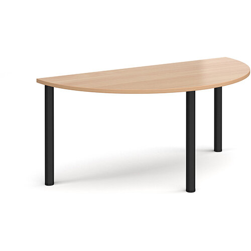 Semi circular black radial leg meeting table 1600mm x 800mm - beech Semi circular black radial leg meeting table 1600mm x 800mm - beech