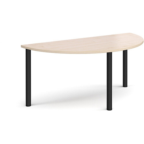 Semi circular black radial leg meeting table 1600mm x 800mm - maple Semi circular black radial leg meeting table 1600mm x 800mm - maple