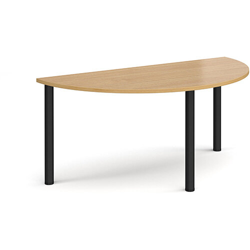 Semi circular black radial leg meeting table 1600mm x 800mm - oak Semi circular black radial leg meeting table 1600mm x 800mm - oak