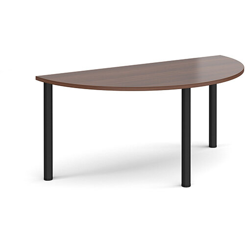Semi circular black radial leg meeting table 1600mm x 800mm - walnut Semi circular black radial leg meeting table 1600mm x 800mm - walnut