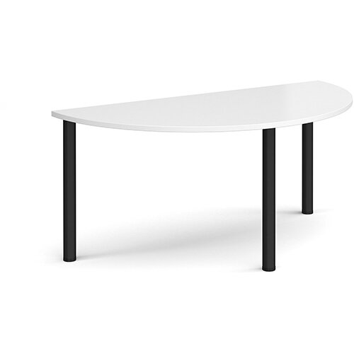 Semi circular black radial leg meeting table 1600mm x 800mm - white Semi circular black radial leg meeting table 1600mm x 800mm - white