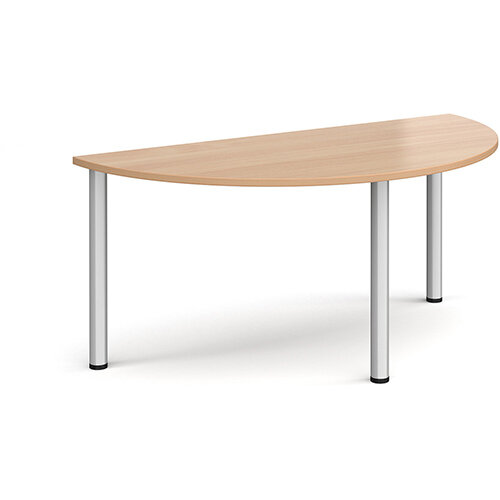 Semi circular silver radial leg meeting table 1600mm x 800mm - beech Semi circular silver radial leg meeting table 1600mm x 800mm - beech