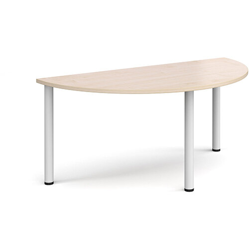 Semi circular white radial leg meeting table 1600mm x 800mm - maple Semi circular white radial leg meeting table 1600mm x 800mm - maple
