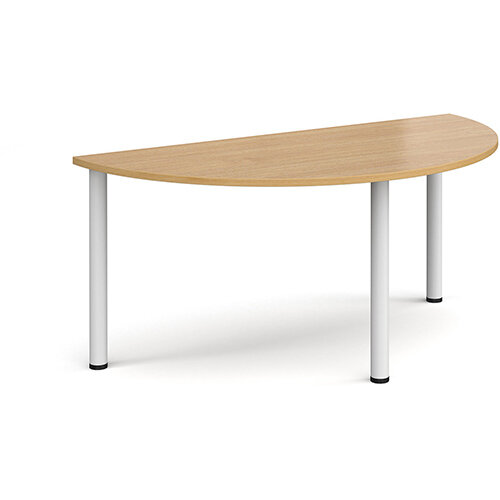 Semi circular white radial leg meeting table 1600mm x 800mm - oak Semi circular white radial leg meeting table 1600mm x 800mm - oak