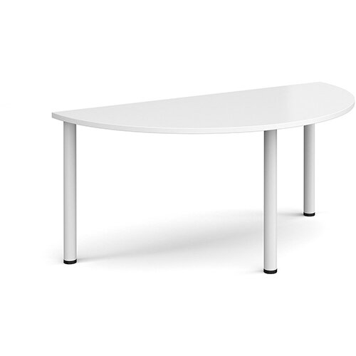 Semi circular white radial leg meeting table 1600mm x 800mm - white Semi circular white radial leg meeting table 1600mm x 800mm - white