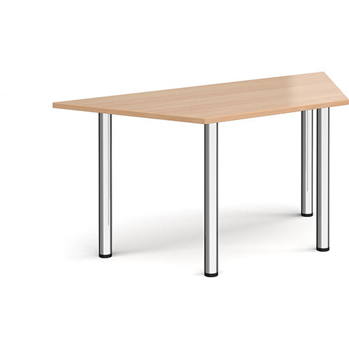 Trapezoidal chrome radial leg meeting table 1600mm x 800mm - beech Trapezoidal chrome radial leg meeting table 1600mm x 800mm - beech