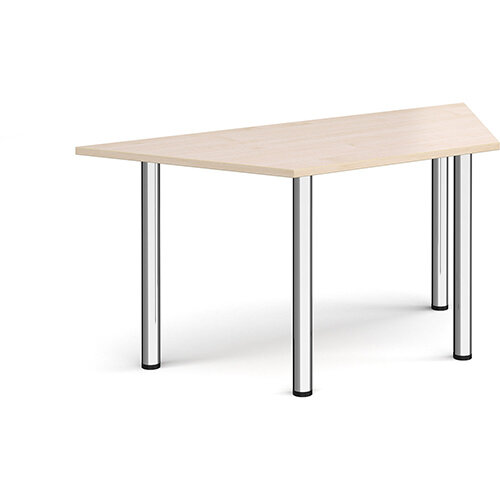 Trapezoidal chrome radial leg meeting table 1600mm x 800mm - maple Trapezoidal chrome radial leg meeting table 1600mm x 800mm - maple