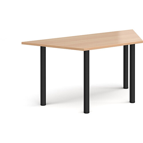 Trapezoidal black radial leg meeting table 1600mm x 800mm - beech Trapezoidal black radial leg meeting table 1600mm x 800mm - beech