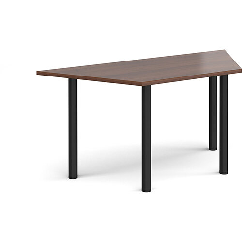 Trapezoidal black radial leg meeting table 1600mm x 800mm - walnut Trapezoidal black radial leg meeting table 1600mm x 800mm - walnut