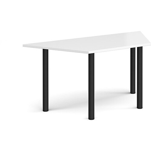 Trapezoidal black radial leg meeting table 1600mm x 800mm - white Trapezoidal black radial leg meeting table 1600mm x 800mm - white