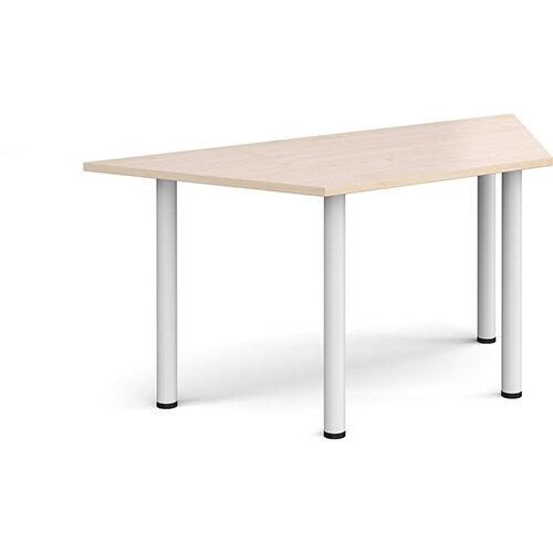 Trapezoidal white radial leg meeting table 1600mm x 800mm - maple Trapezoidal white radial leg meeting table 1600mm x 800mm - maple