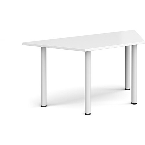 Trapezoidal white radial leg meeting table 1600mm x 800mm - white Trapezoidal white radial leg meeting table 1600mm x 800mm - white