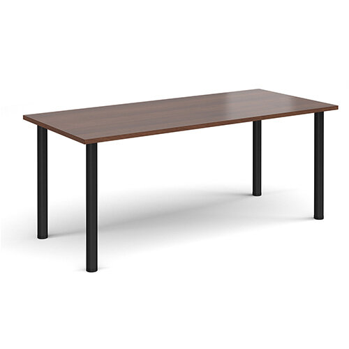 Rectangular black radial leg meeting table 1800mm x 800mm - walnut Rectangular black radial leg meeting table 1800mm x 800mm - walnut