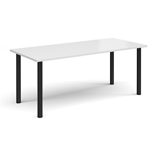 Rectangular Black Radial Leg Meeting Table W1800xD800xH725mm - White