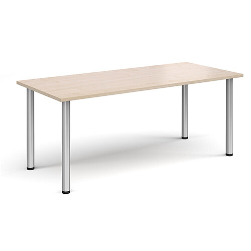 Rectangular silver radial leg meeting table 1800mm x 800mm - maple Rectangular silver radial leg meeting table 1800mm x 800mm - maple