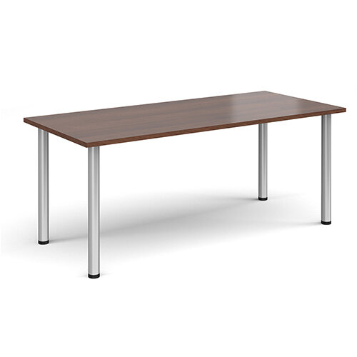 Rectangular silver radial leg meeting table 1800mm x 800mm - walnut Rectangular silver radial leg meeting table 1800mm x 800mm - walnut
