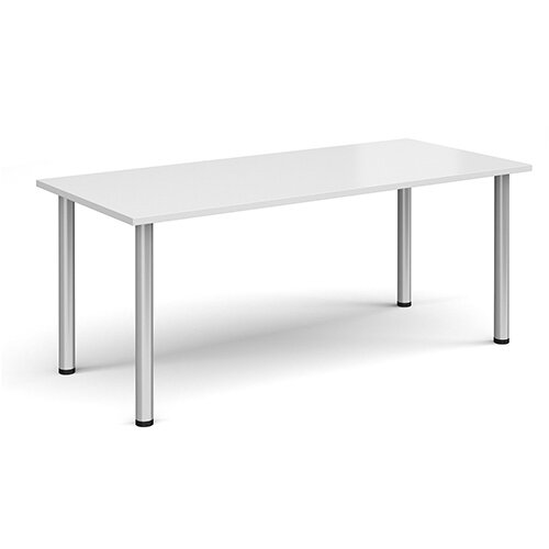 Rectangular Silver Radial Leg Meeting Table W1800xD800xH725mm - White