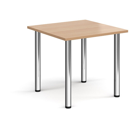 Rectangular Chrome Radial Leg Meeting Table W800xD800xH725mm - Beech