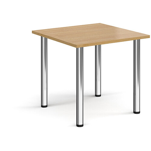 Rectangular Chrome Radial Leg Meeting Table W800xD800xH725mm - Oak