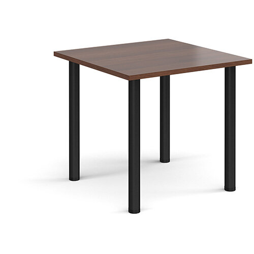 Rectangular Black Radial Leg Meeting Table W800xD800xH725mm - Walnut