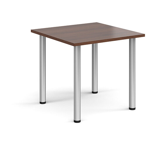 Rectangular silver radial leg meeting table 800mm x 800mm - walnut Rectangular silver radial leg meeting table 800mm x 800mm - walnut