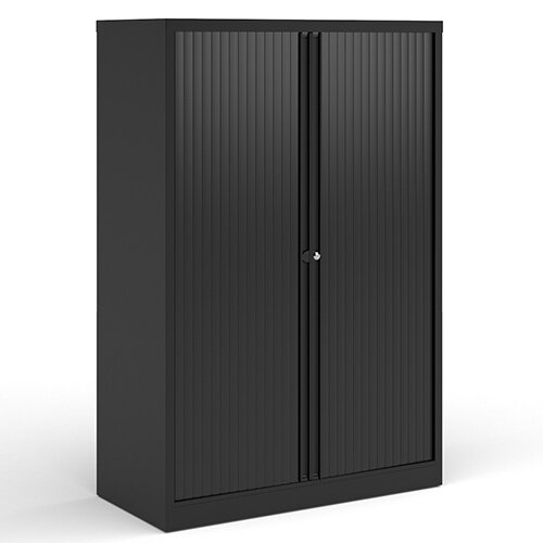 Bisley Systems Storage Medium Tambour Cupboard 1570mm High - Black