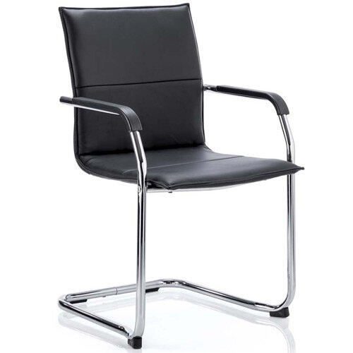 Echo Boardroom &Visitor Cantilever Chair Black Bonded Leather With Arms Echo Boardroom &Visitor Cantilever Chair Black Bonded Leather With Arms