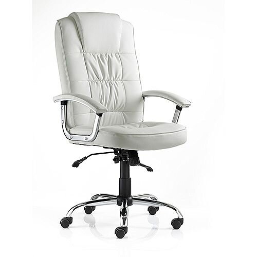 Moore Deluxe Executive Office Chair White Leather With Arms Moore Deluxe Executive Office Chair White Leather With Arms