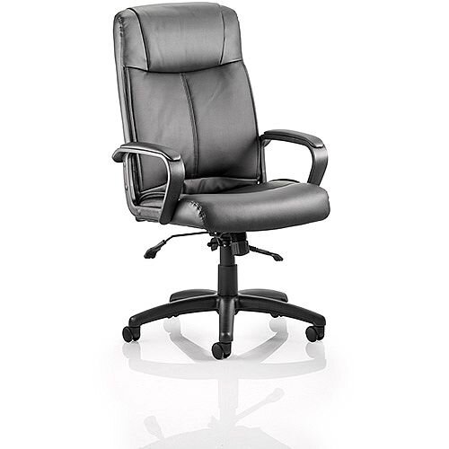 Plaza Executive Office Chair Black Bonded Leather With Arms