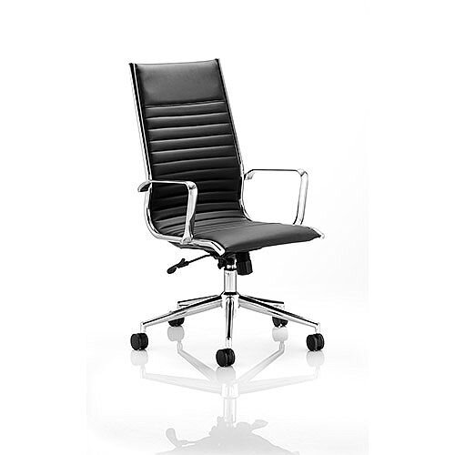 Ritz Executive Office Chair Black Bonded Leather High Back With Arms