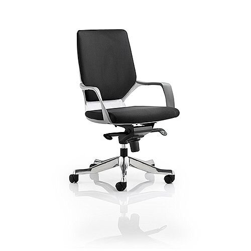 Xenon Executive White Frame Office Chair Black Fabric Medium Back With Arms Xenon Executive White Frame Office Chair Black Fabric Medium Back With Arms
