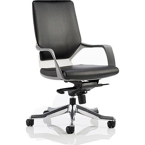 Xenon Executive White Frame Office Chair Black Leather Medium Back With Arms Xenon Executive White Frame Office Chair Black Leather Medium Back With Arms