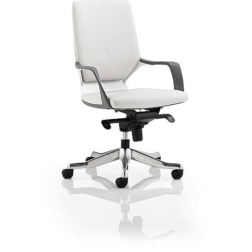 Xenon Executive White Frame Office Chair White Leather Medium Back With Arms Xenon Executive White Frame Office Chair White Leather Medium Back With Arms