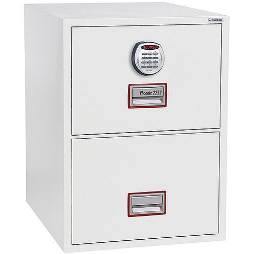 Phoenix World Class Vertical Fire File FS2262E 2 Drawer Filing Cabinet with Electronic Lock White