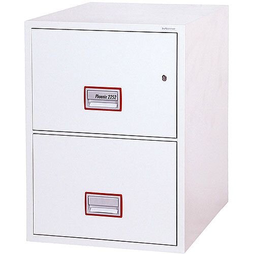 Phoenix World Class Vertical Fire File FS2262K 2 Drawer Filing Cabinet with Key Lock White