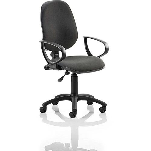 Eclipse I Task Operator Office Chair With Fixed Loop Arms Black - Weight Capacity: 120kg - Usage: 8 hours a day