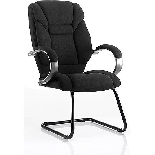 Galloway Boardroom & Visitor Cantilever Chair Black Fabric With Arms