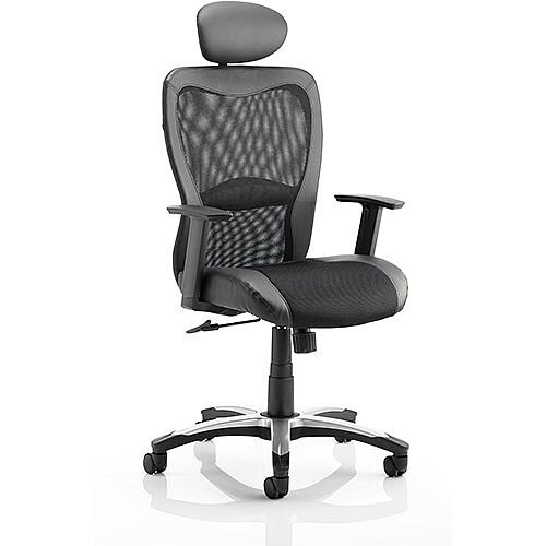 Victor II Executive Office Chair Black Leather Black Mesh With Arms &Headrest Victor II Executive Office Chair Black Leather Black Mesh With Arms &Headrest